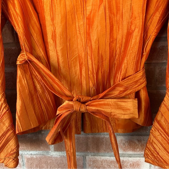 Y2K Nubiano Orange Belted Jacket Bell Sleeve Vintage Women’s 16 W Eclectic Funky - Picture 8 of 8